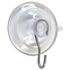 Suction Cups With Hooks, Large, Clear, 3-Pc.