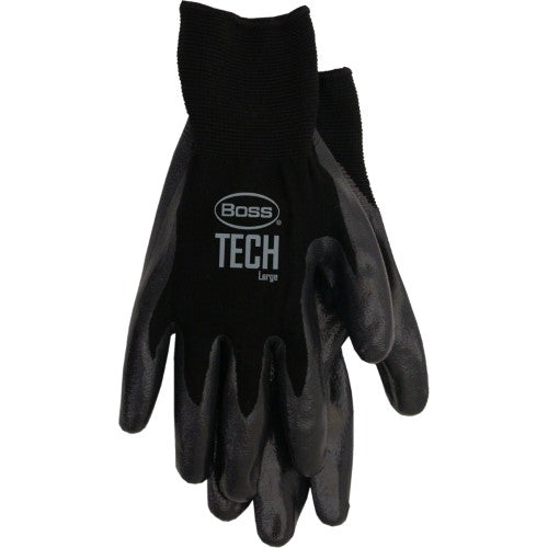 Boss Tech Men's Indoor/Outdoor Nitrile Coated/Nylon Premium Gloves (Large)