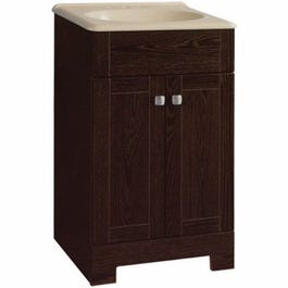 Sedona Bathroom Vanity Combo With StoneTek Beige Top, Java Oak Finish, 18-In. Wide