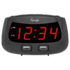 LED Dual USB Alarm Clock, Black, 0.9-In.