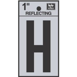 Address Letters, H, Reflective Black/Silver Vinyl, Adhesive, 1-In.