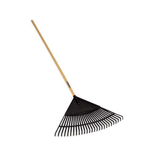 Seymour Midwest 24 Black Poly Leaf Rake, 48 Wood Handle