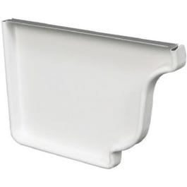 Gutter End Cap, Left, White Aluminum, 5-In.