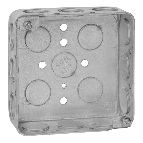 Thomas & Betts Steel City  1/2 Pre-Galvanized Square Box, Steel, 4