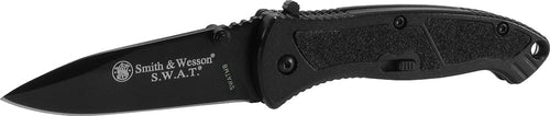 BTI Tools LLC SWATMB S&W S.W.A.T. 3.25 Drop Point Plain Matte Black 4034 Stainless Steel Black Aluminum Handle Folding