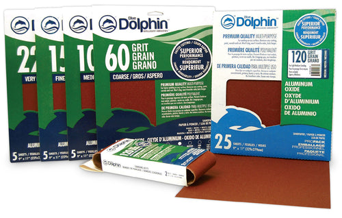 Blue Dolphin Aluminum Oxide Sandpaper 9 in. x 11 in., 150 Grit, 25 Pack (9 x 11)