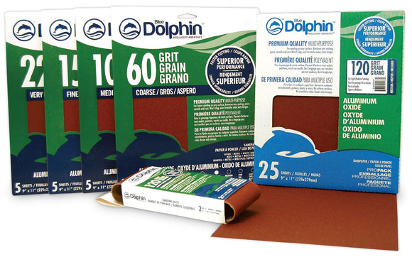 Linzer Blue Dolphin Aluminum Oxide Sandpaper 9 in. x 11 in., 220 Grit, 25 Pack (9