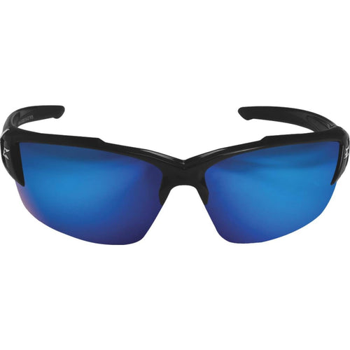 Edge Eyewear Kazbek Torque Red E Matte Black Frame Safety Glasses with Blue Mirrored Lenses