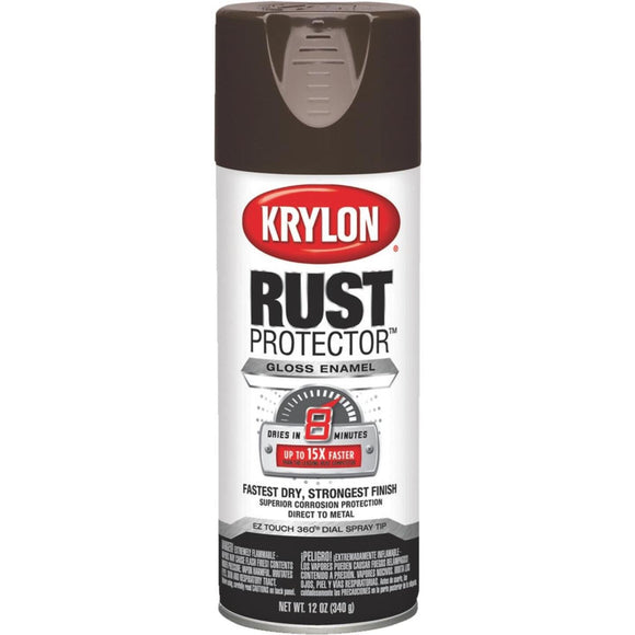 Krylon Rust Protector 12 Oz. Gloss Alkyd Enamel Spray Paint, Leather Brown