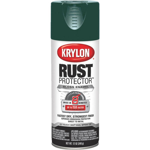 Krylon Rust Protector 12 Oz. Gloss Alkyd Enamel Spray Paint, Hunter Green