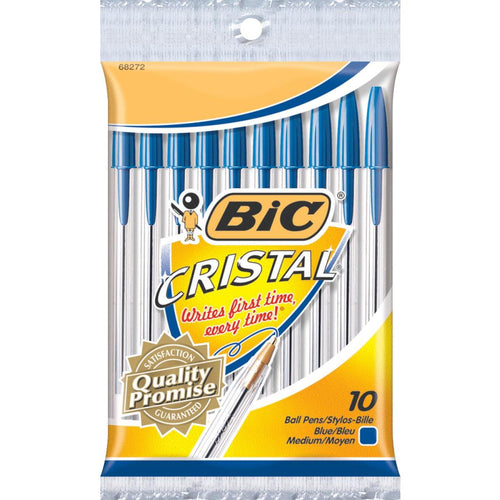 Bic Cristal Medium Point Blue Ball Pen (10-Pack)