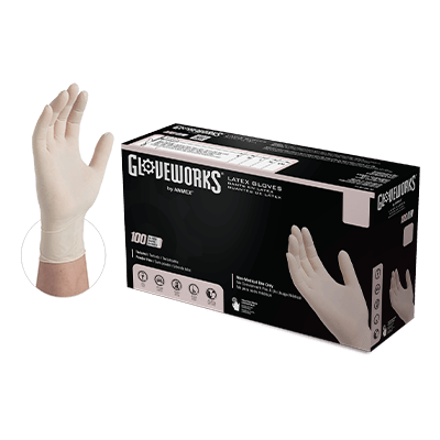 Ammex Gloveworks Ivory Latex PF Ind Extra Large Gloves (Extra Large, Ivory)