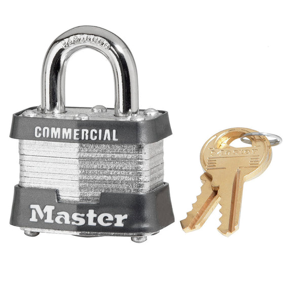 Master Lock Laminated Steel Safety Padlocks 1-9/16in (40mm) Wide Laminated Steel Pin Tumbler Padlock, Keyed Alike (1-9/16