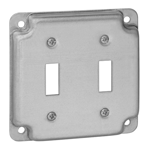 Thomas & Betts Steel City  4x1/2 Square Cover Two Toggle Switches Crushed Corner