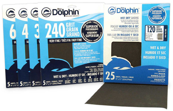 Blue Dolphin Wet & Dry Silicon Carbide Sanding Paper 320 Grit 5 Pack 9