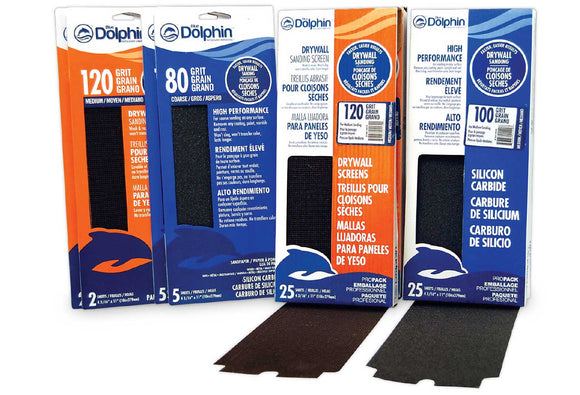 Blue Dolphin Silicon Carbide Drywall Screens 4 3/16 in. x 11 in. 150 Grit 25 Pack (4-3/16