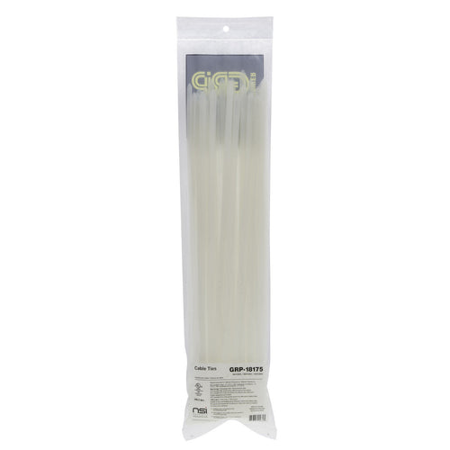 NSI Industries 18175 18 in. Cable Tie White, 175 Lb Tensile Strength - Pack of 50