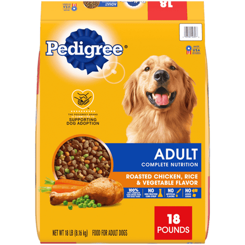 Pedigree Adult Complete Nutrition Roasted Chicken, Rice and Vegetable Flavor Dry Dog Food (17-lb)